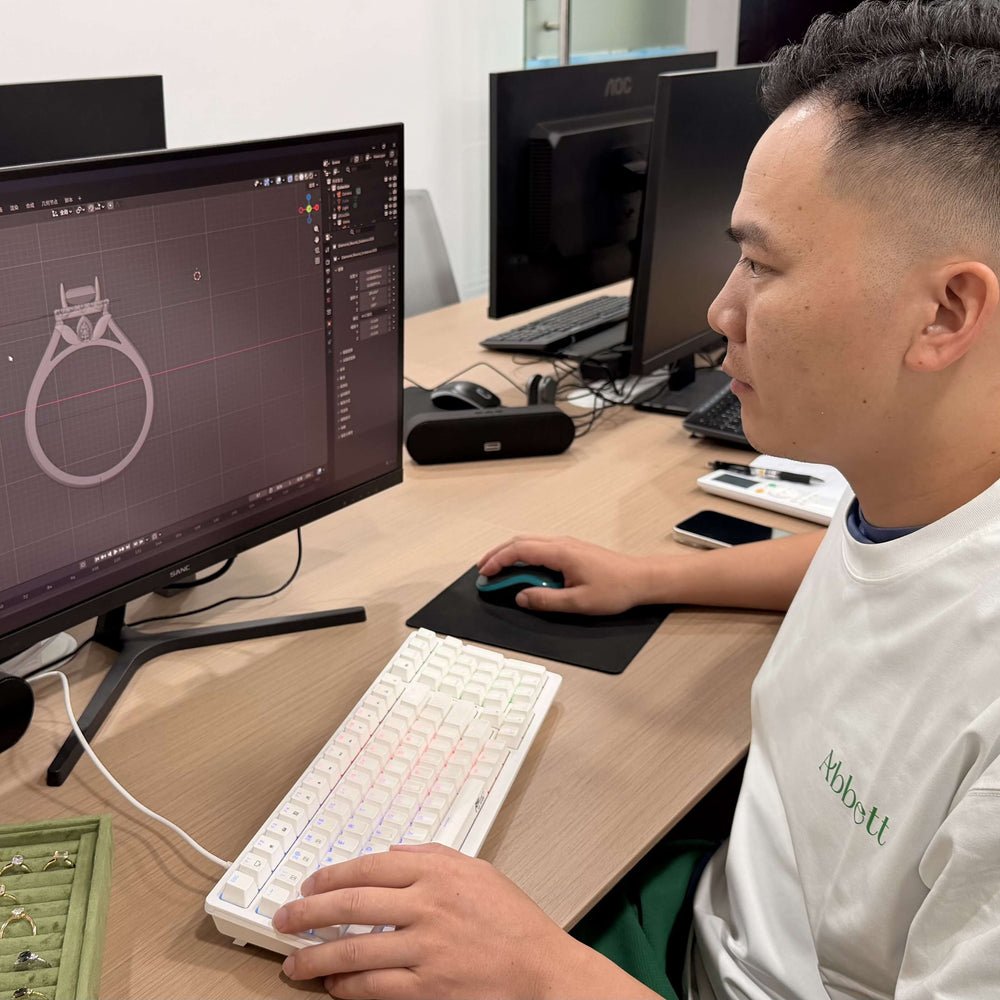 Abbett jewelry designer creating a ring CAD model