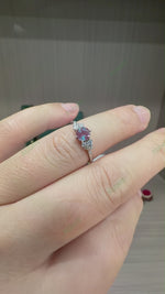 Load and play video in Gallery viewer, Minimalist Round Lab-Grown Alexandrite Cluster Ring | 0.63ct Dainty Diamond Accent Promise Ring