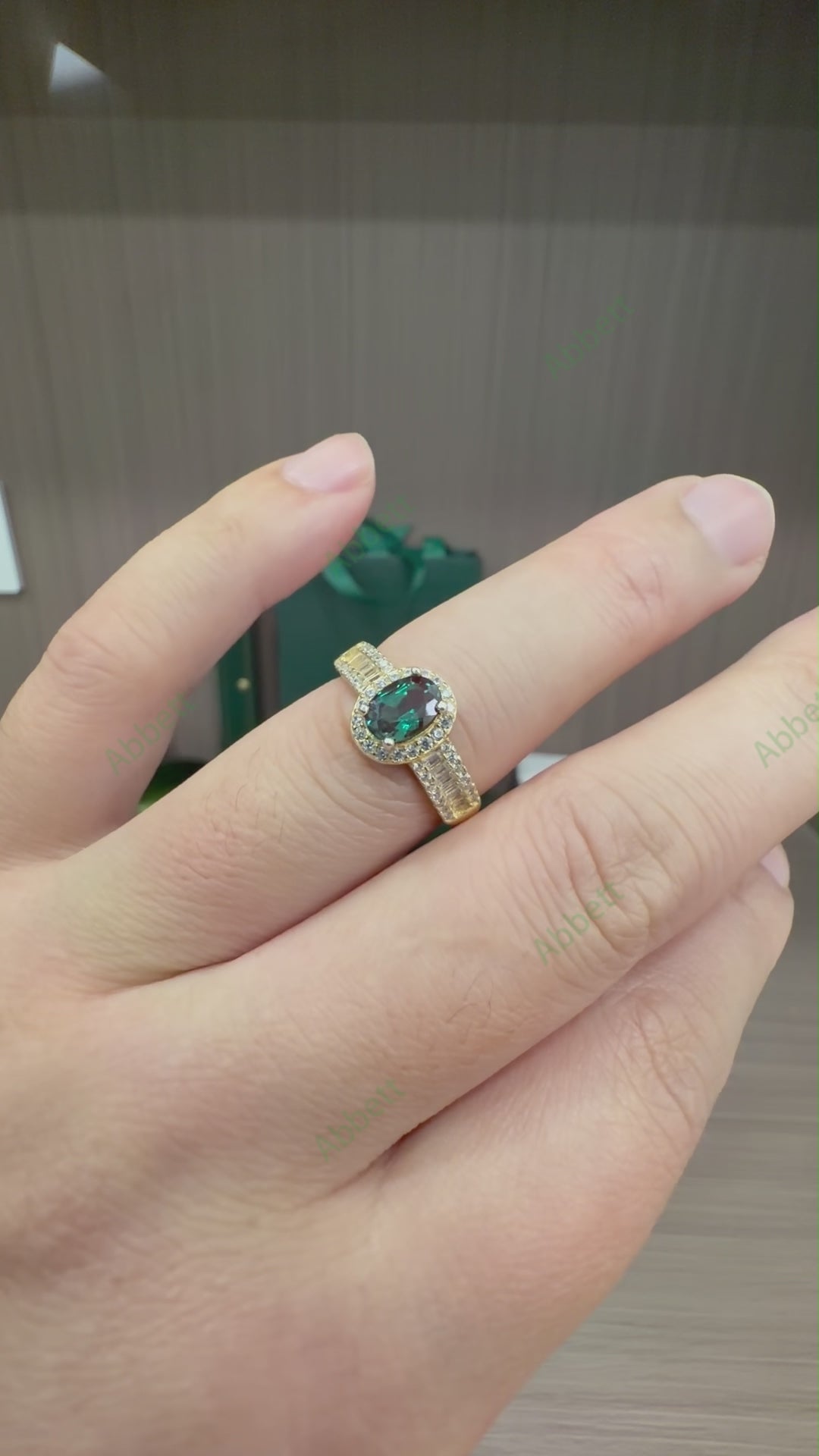 Classic Oval Lab-Grown Alexandrite Double Pavé Ring | 1.0ct Diamond Halo Split Band Engagement Ring