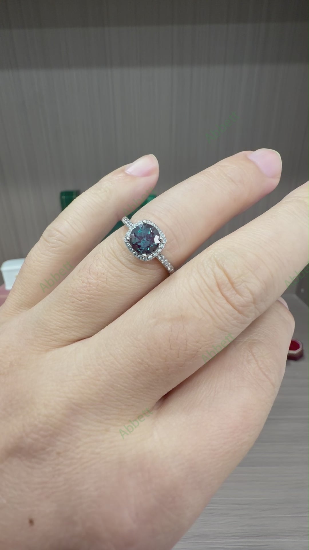 Classic Round Lab-Grown Alexandrite Halo Ring | 1.25ct Delicate Micro-Pavé Wedding Band