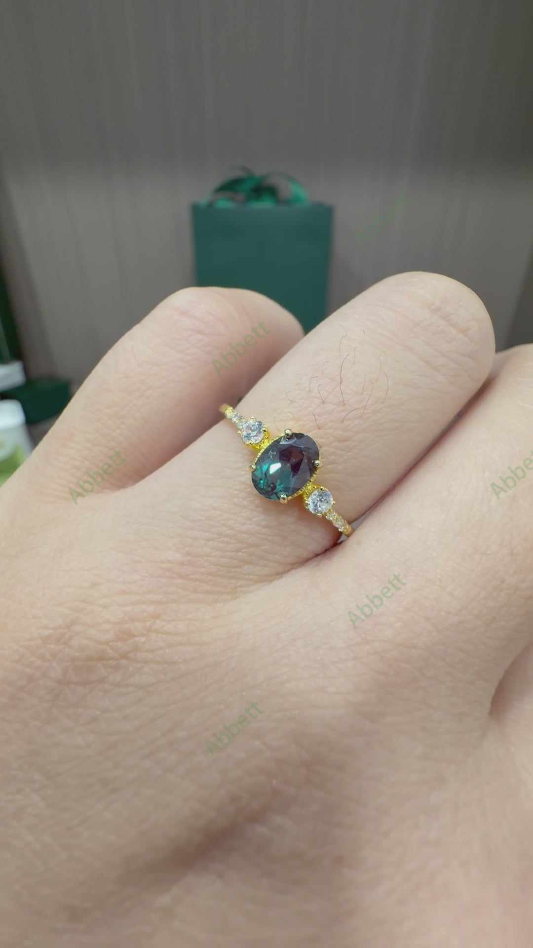 Vintage Inspired Lab Alexandrite Ring 1.0ct Oval 5x7mm Fine Milgrain & Diamond Accent Ring
