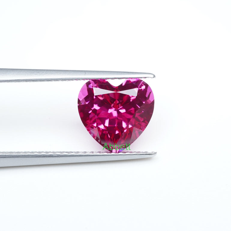 Heart lab grown hot pink sapphire