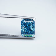 Radiant lab grown blue diamond