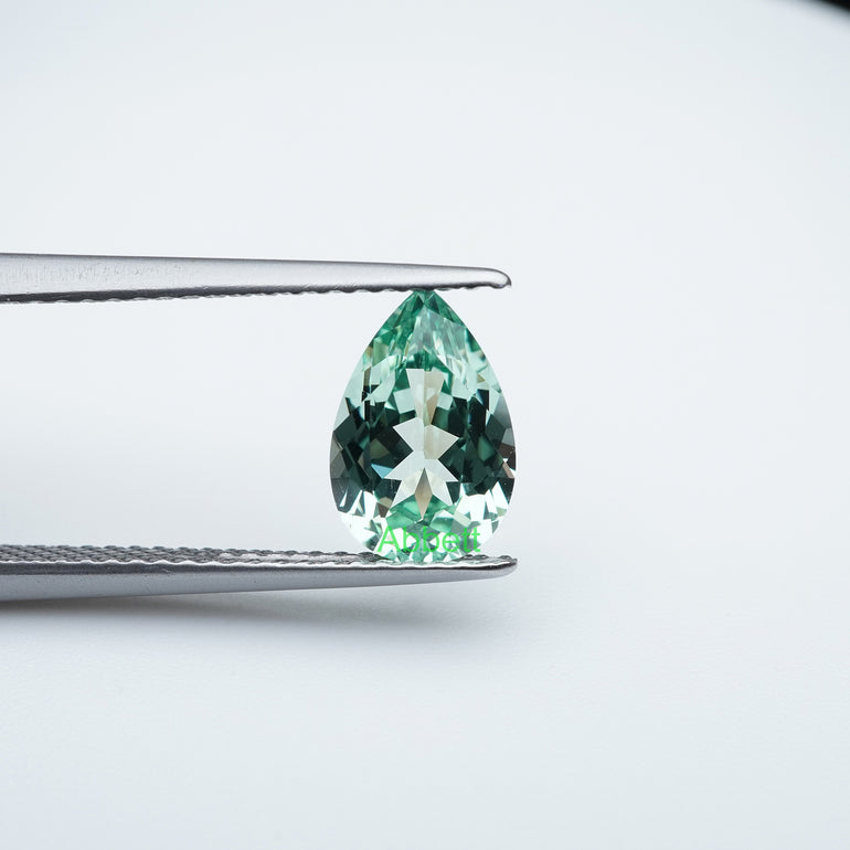 Pear lab grown green sapphire