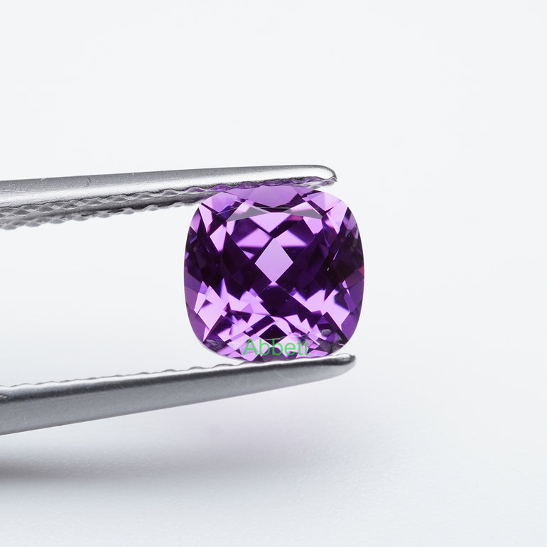 Cushion lab grown purple sapphire