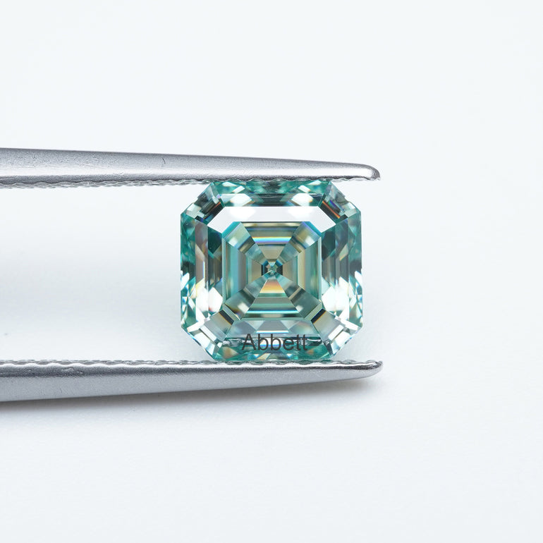 Asscher teal moissanite