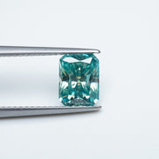 Radiant teal moissanite