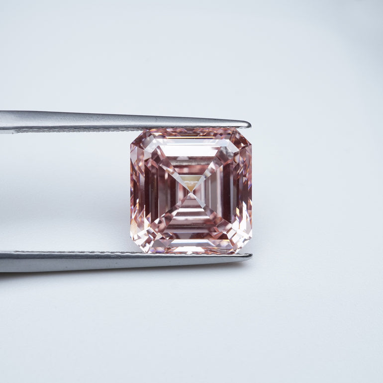 Asscher lab grown pink diamond