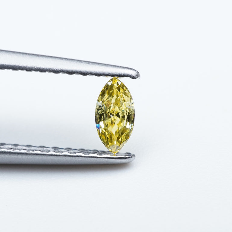 Marquise lab grown yellow diamond