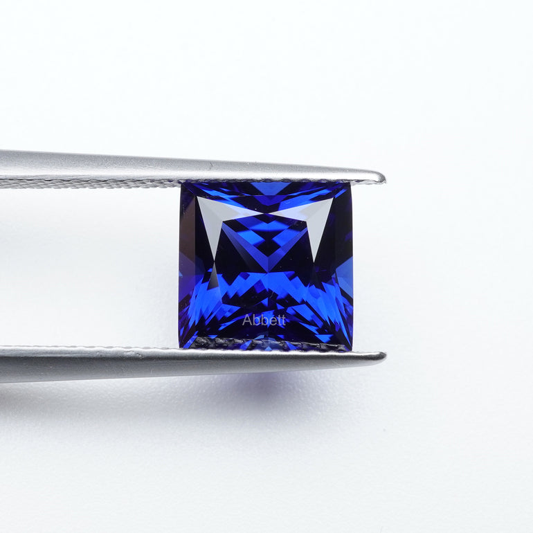 Square princess lab grown blue sapphire