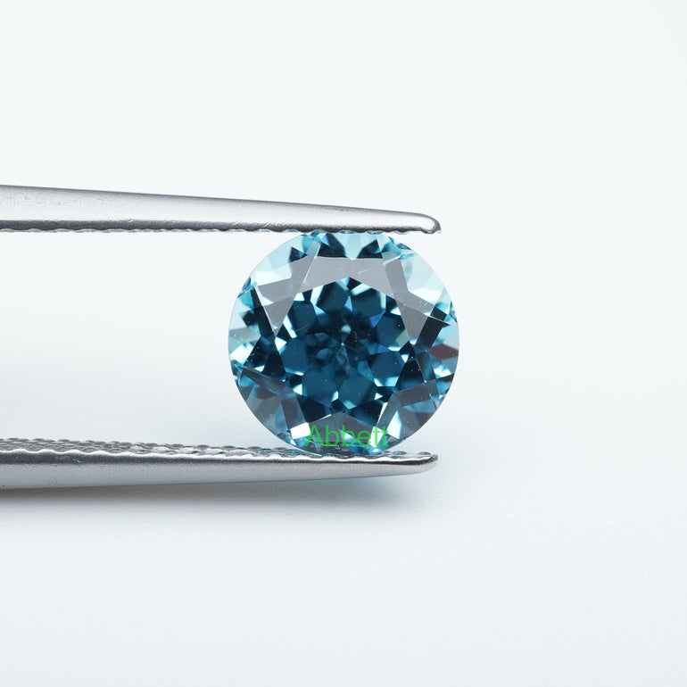 Round lab grown santa maria sapphire