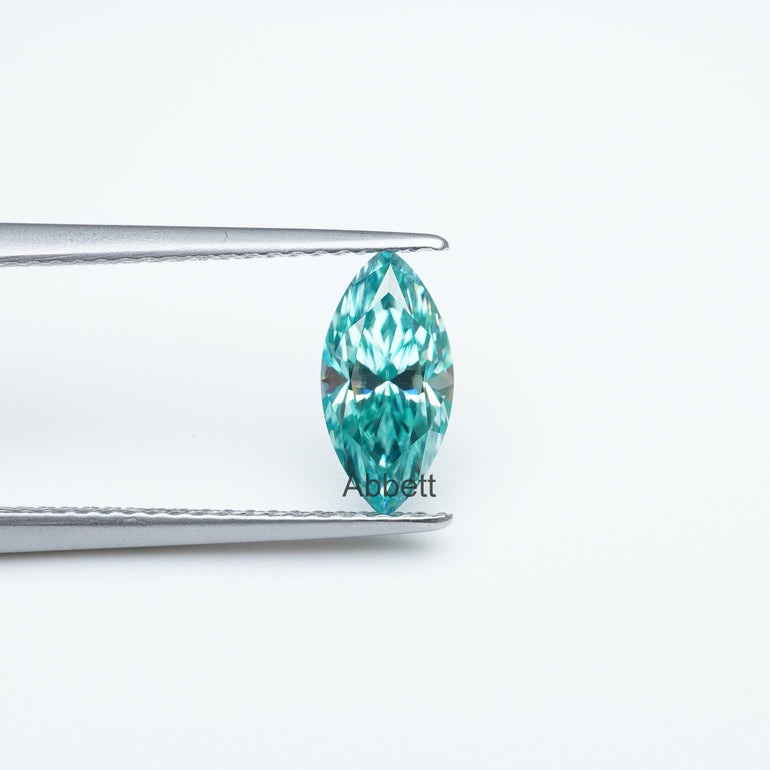 Marquise teal moissanite
