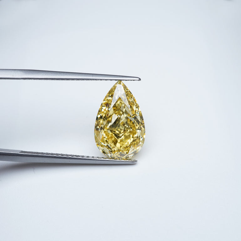 Pear lab grown yellow diamond