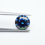 Round blue moissanite