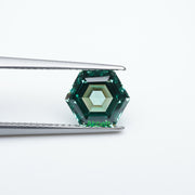 Hexagon lab grown green sapphire