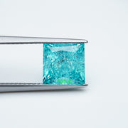 Square princess lab grown Paraiba YAG ice crush