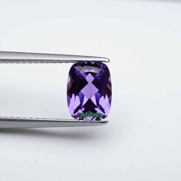 Cushion lab grown purple sapphire