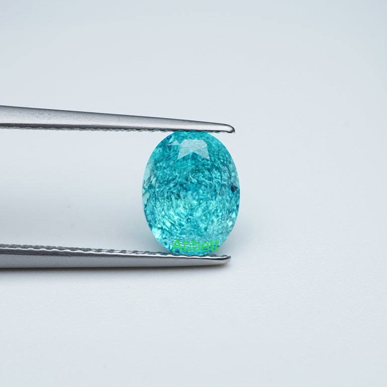 Oval lab grown Paraiba YAG ice crush