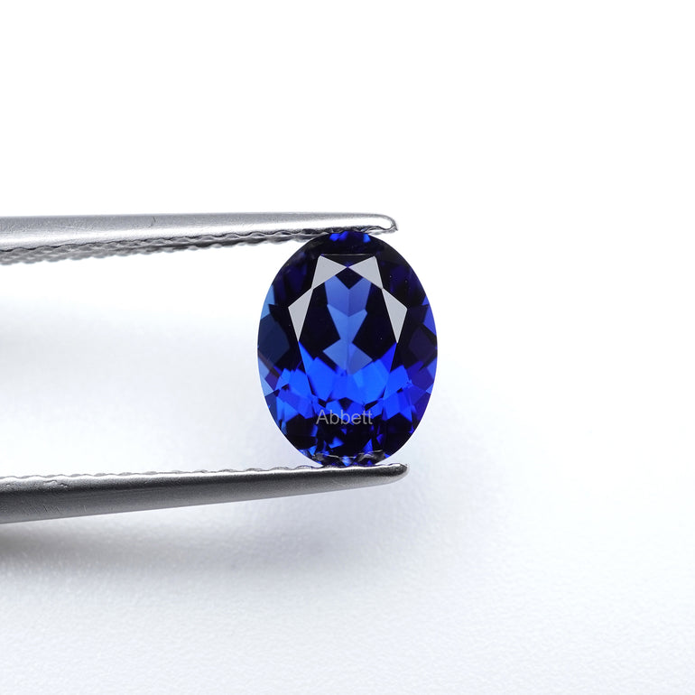 Oval lab grown blue sapphire