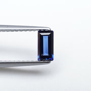 Straight baguette lab grown blue sapphire