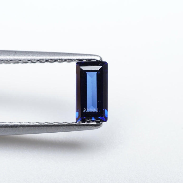 Straight baguette lab grown blue sapphire
