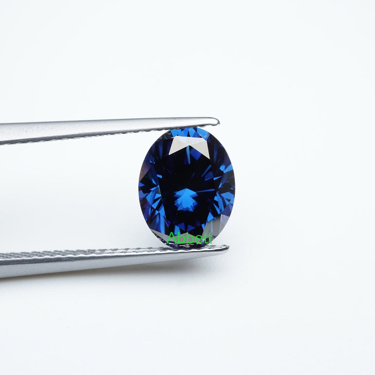 Oval blue moissanite