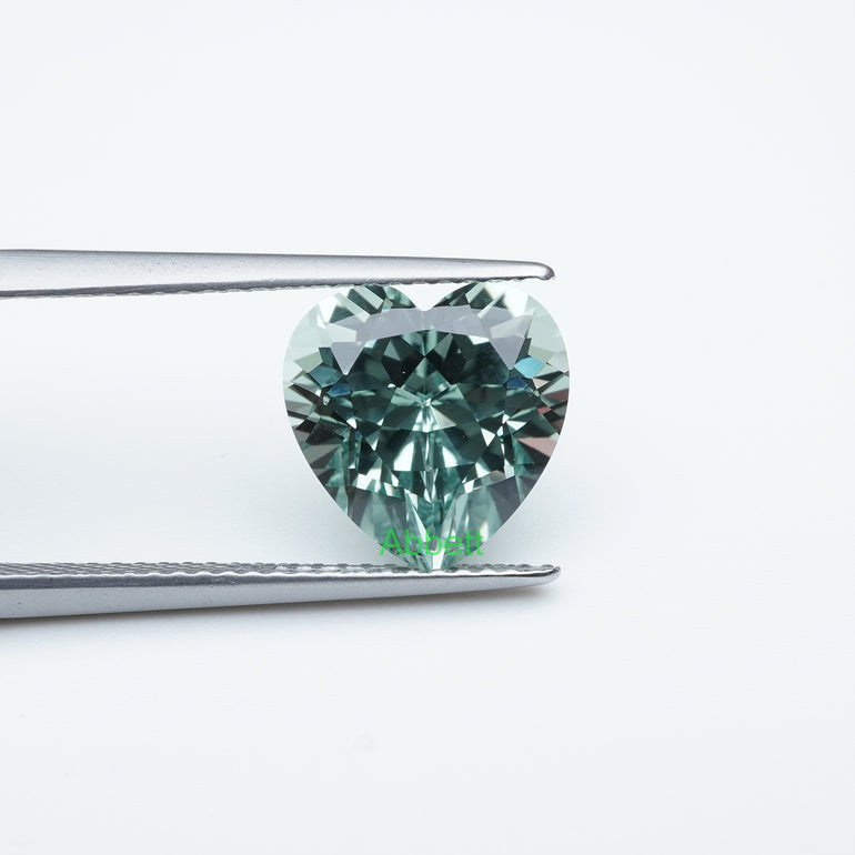Heart lab grown green sapphire