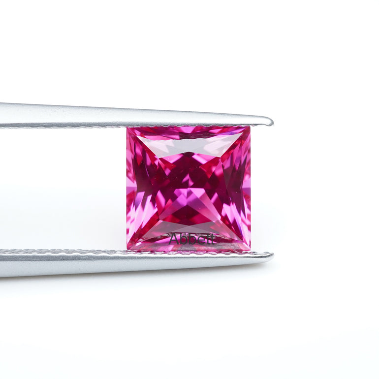 Square princess lab grown hot pink sapphire