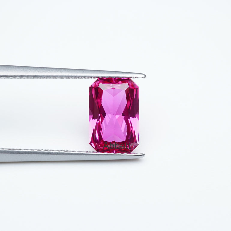 Radiant lab grown hot pink sapphire