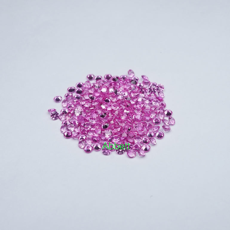 Round lab grown hot pink sapphire melee