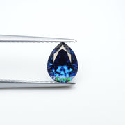 Pear blue moissanite