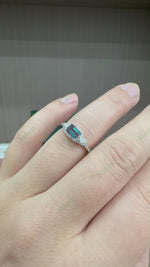 Load and play video in Gallery viewer, Dainty Emerald Cut Lab-Grown Alexandrite Micro-Halo Ring | 0.66ct Delicate Vintage Wedding Band