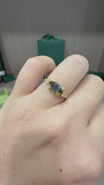 Load and play video in Gallery viewer, Marquise Lab Grown Alexandrite Ring 1.4ct Elongated 5x10mm Diamond Accent Engagement Ring