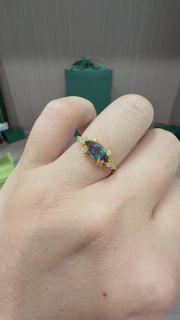 Marquise Lab Grown Alexandrite Ring 1.4ct Elongated 5x10mm Diamond Accent Engagement Ring