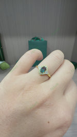 Load and play video in Gallery viewer, Starburst Diamond Halo Alexandrite Ring 1.0ct Oval Cut 5x7mm Cosmic Radiant Engagement Ring